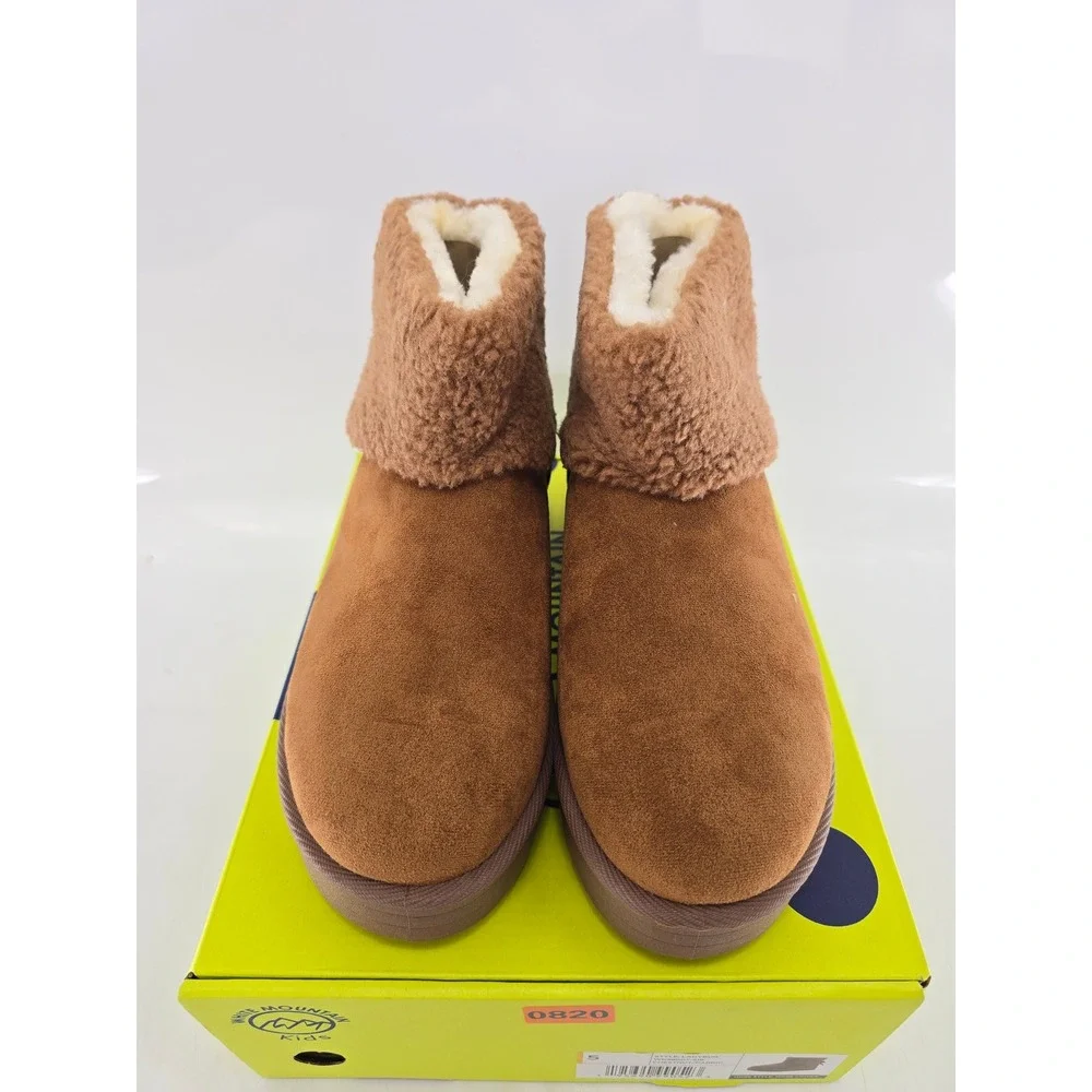 White Mountain Ladybug Boots Kids Size 5 Chestnut Faux Fur Bow Ankle - New